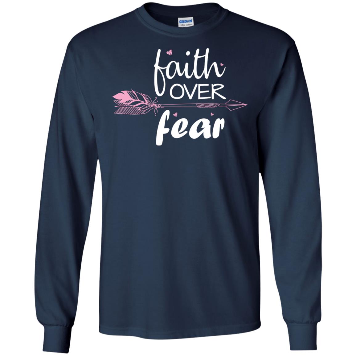 Faith Over Fear Arrow Christian Shirt Navy