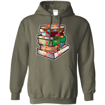 Fairy Lights Christmas Gift T-shirt Book Lover Military Green