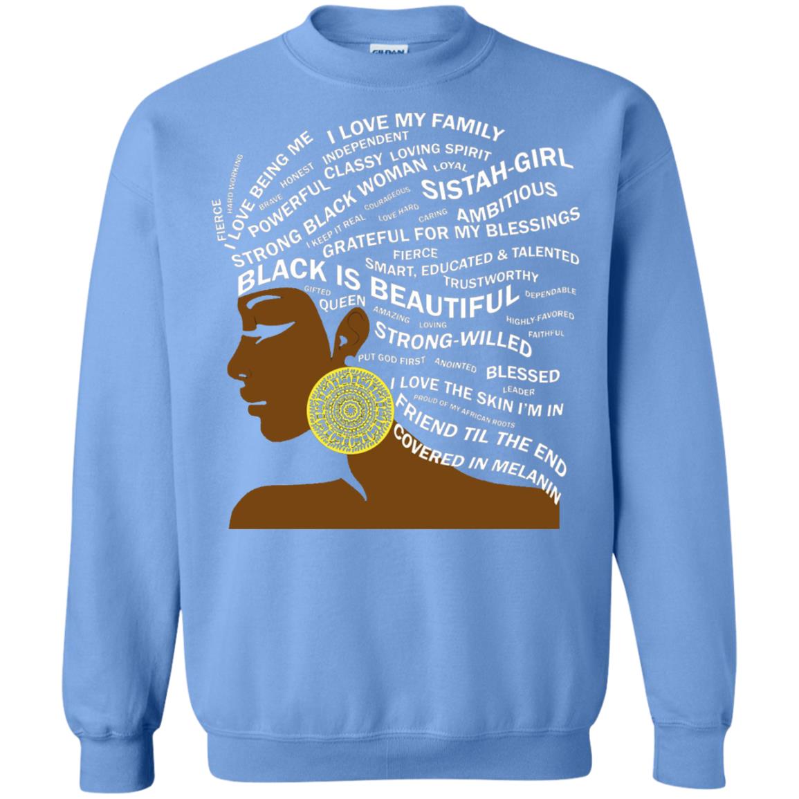Black Is Beautiful Black History Month Word Art T-shirt Carolina Blue