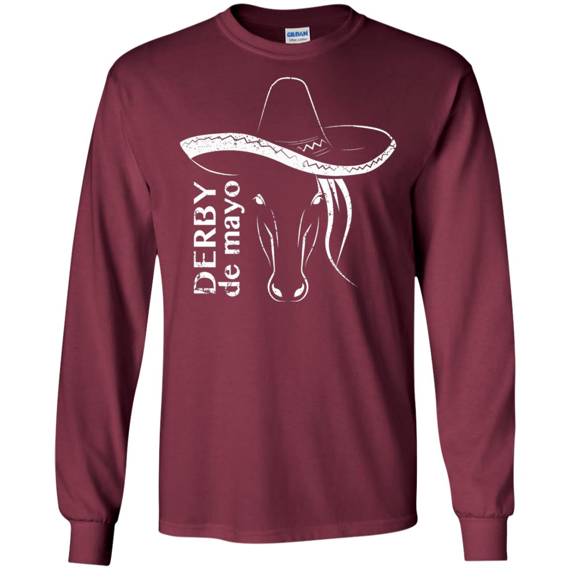 Derby De Mayo Sombrero Horse Race Shirt Maroon