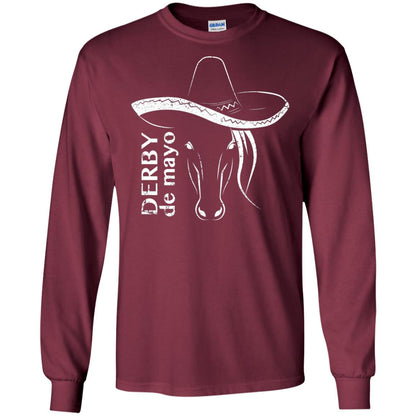 Derby De Mayo Sombrero Horse Race Shirt Maroon