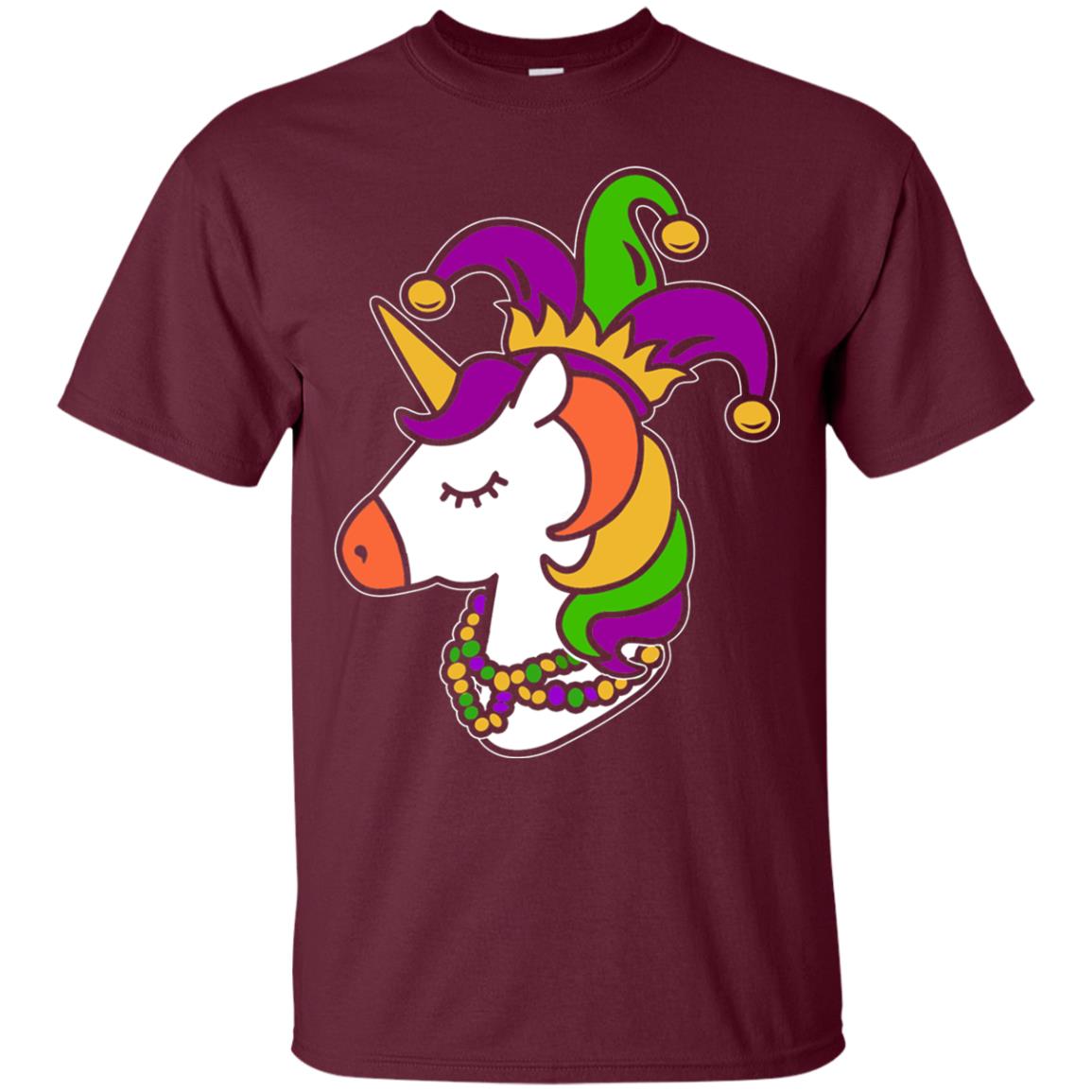 Unicorn Funny Mardi Gras T-shirt Maroon