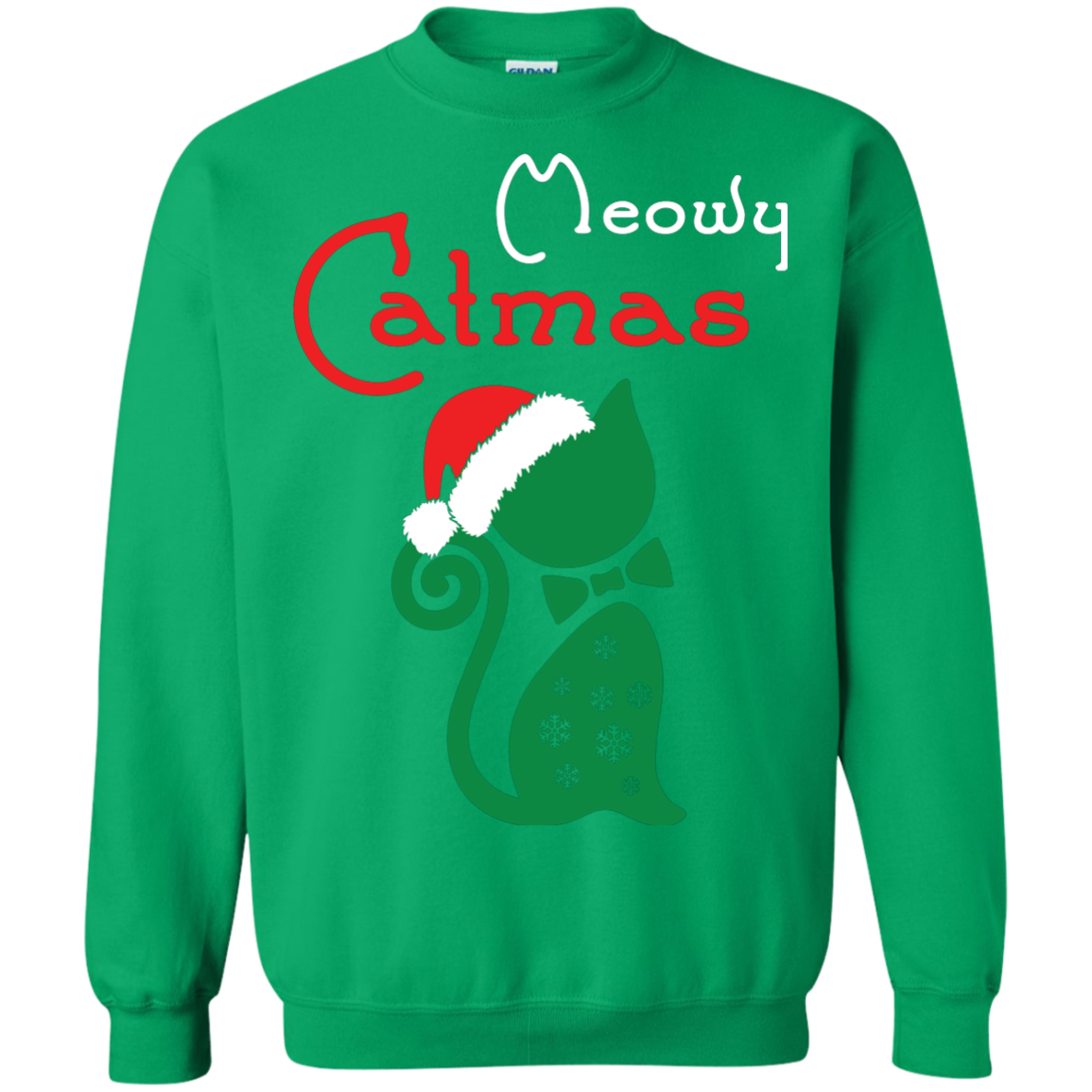 Cat Christmas T-Shirt Meowy Catmas Irish Green