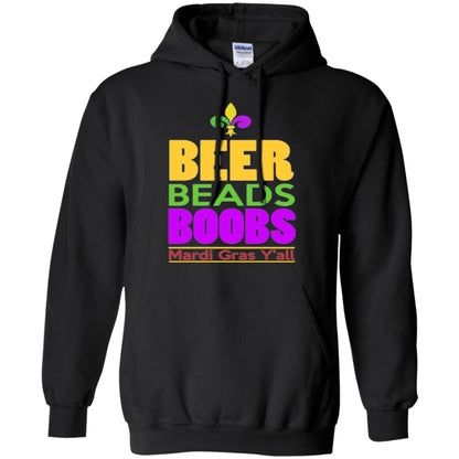 Funny Mardi Gras T-shirt Beer Beads Boobs Mardi Gras Y_all Black