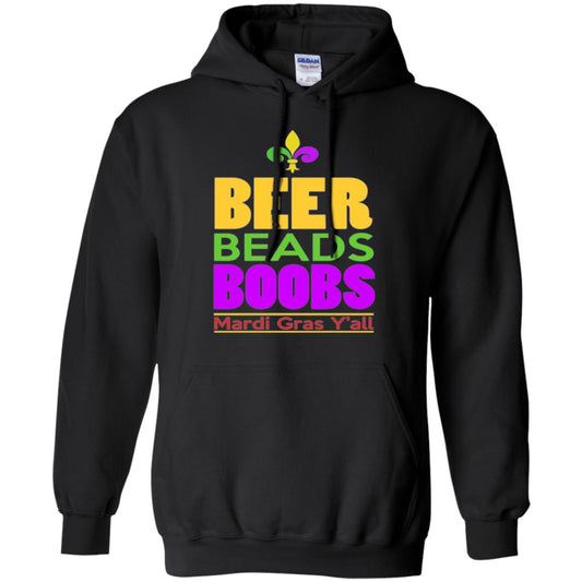 Funny Mardi Gras T-shirt Beer Beads Boobs Mardi Gras Y_all Black