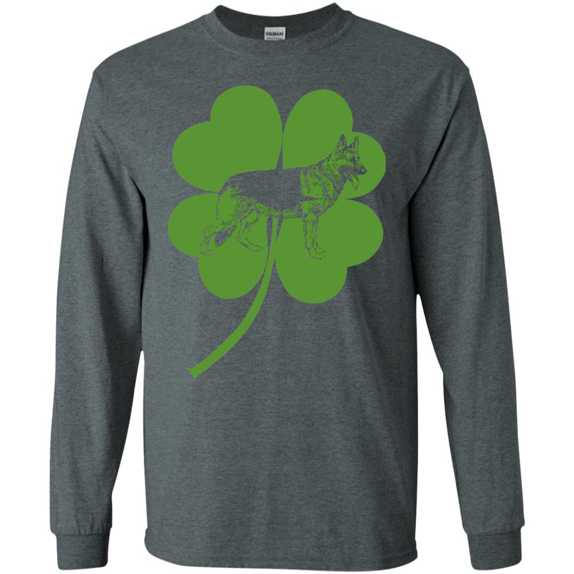 German Shepherd Shamrock St. Patrick_s Day T-shirt Dark Heather