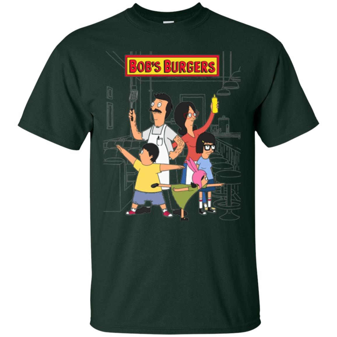 Family Group Hero Pose T-shirt Bob_s Burgers Forest Green