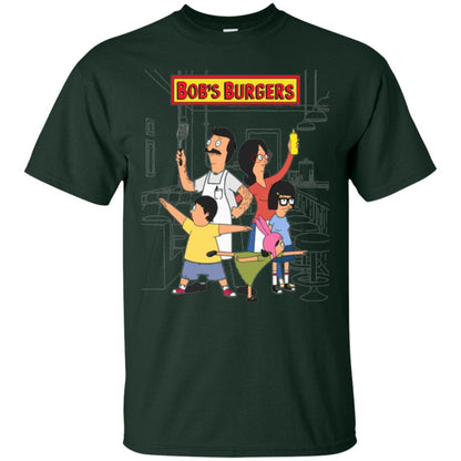 Family Group Hero Pose T-shirt Bob_s Burgers Forest Green