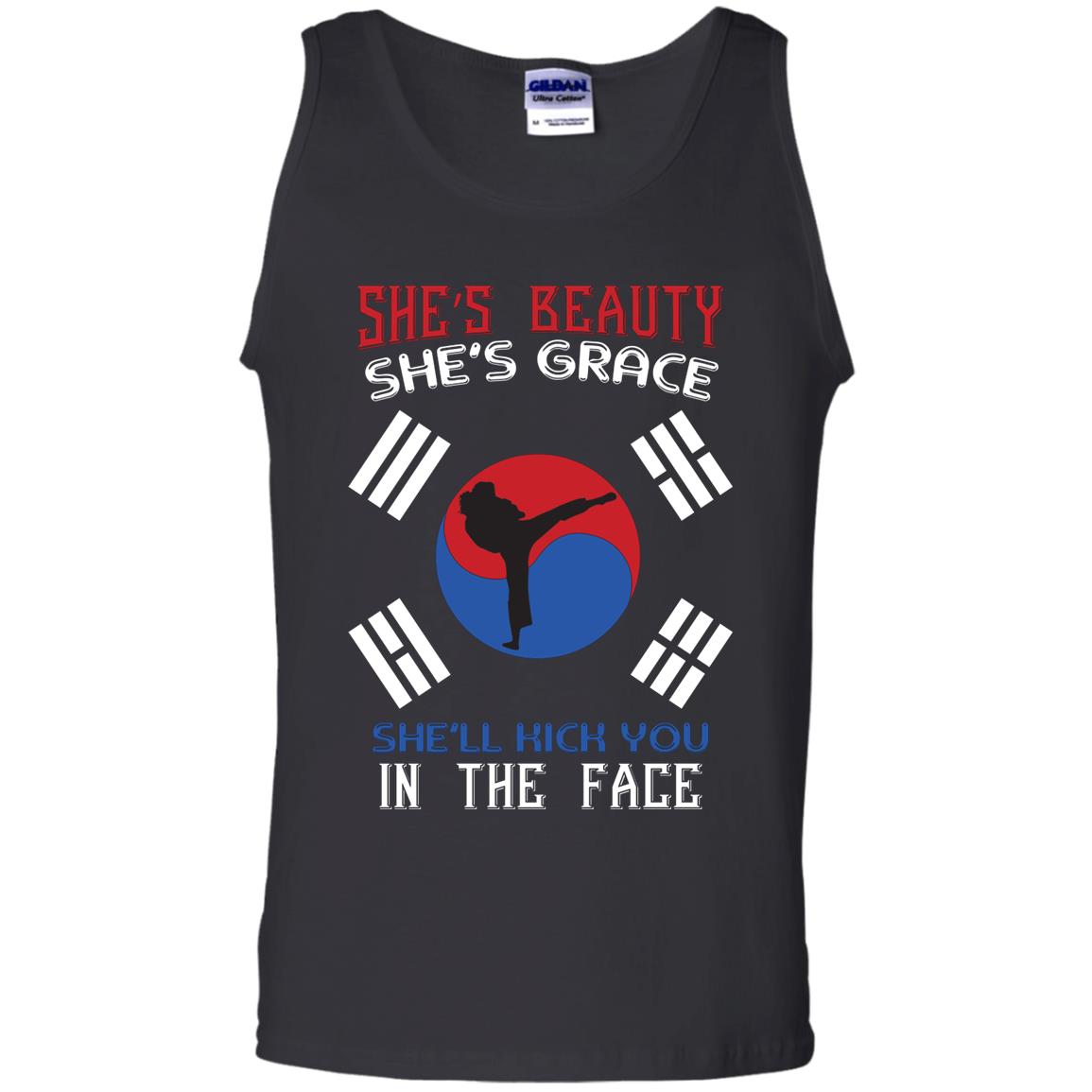 She’s Beauty She’s Grace She’ll Kick You In The Face Taekwondo T-shirt Black