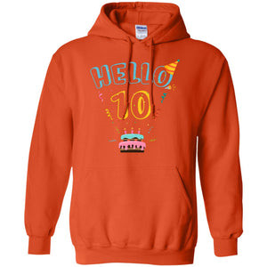 Hello 10 Ten Years Old 10th 2008s Birthday Gift  ShirtG185 Gildan Pullover Hoodie 8 oz.
