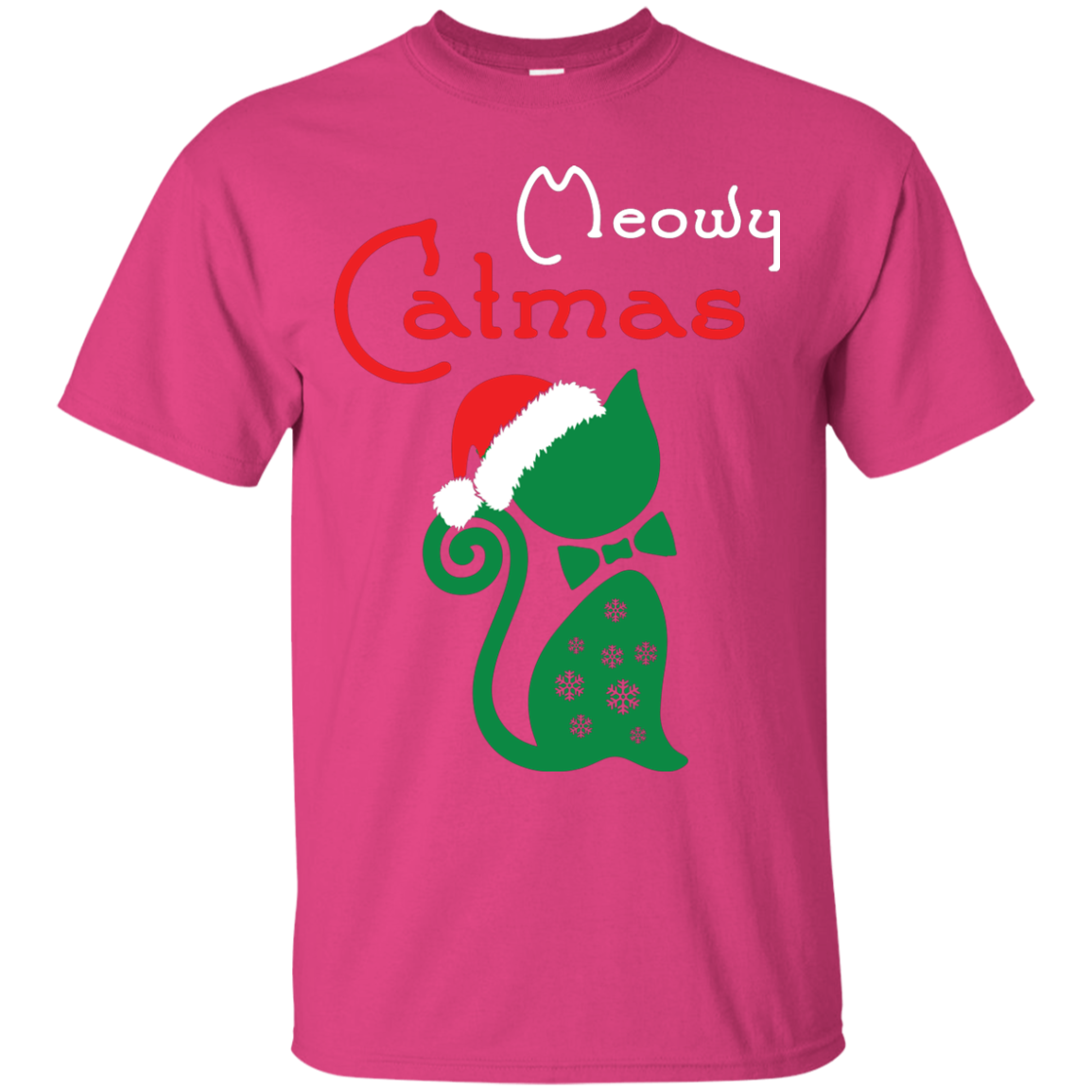 Cat Christmas T-Shirt Meowy Catmas Heliconia