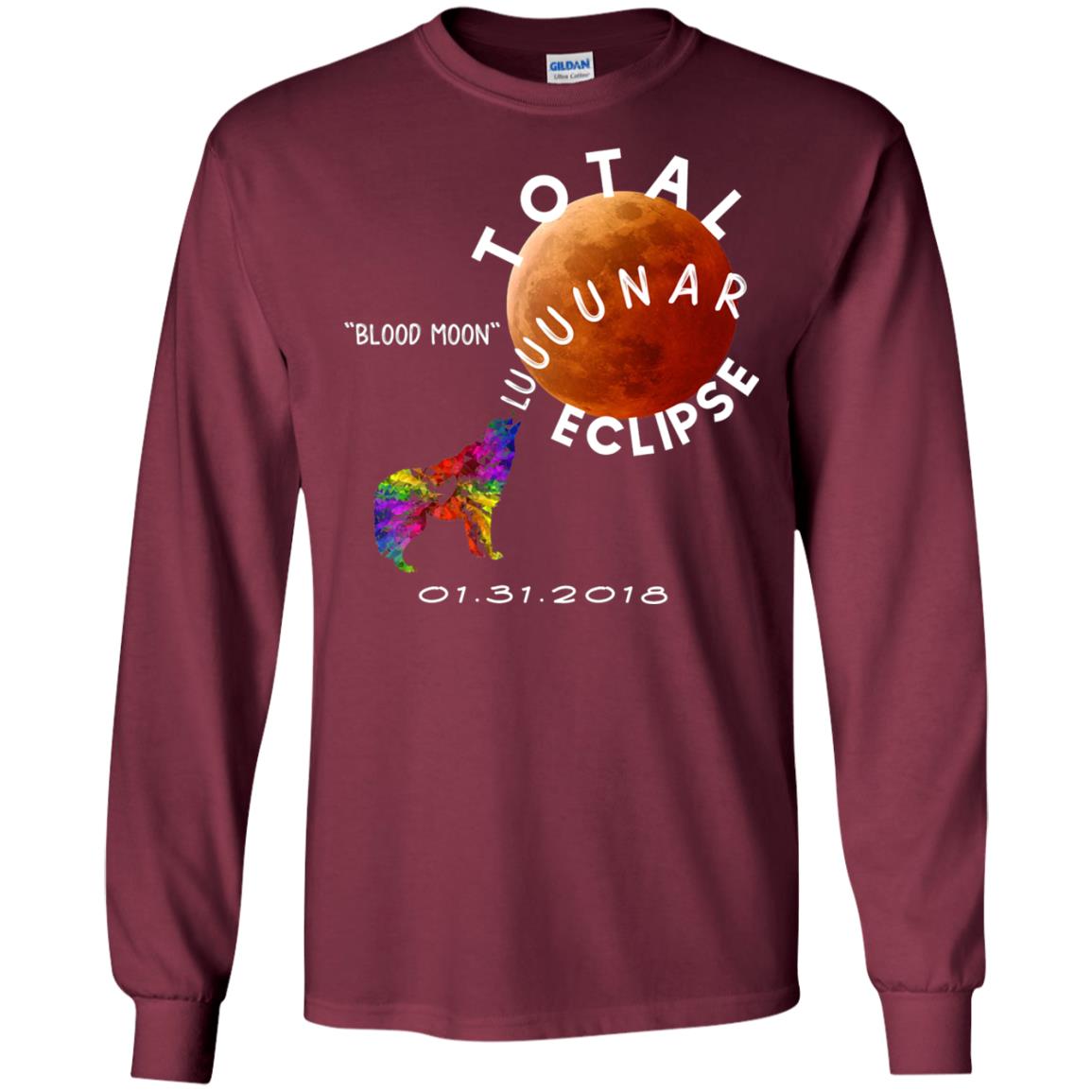 Best Total Lunar Eclipse Shirt 2018 Blood Moon T-shirt Maroon