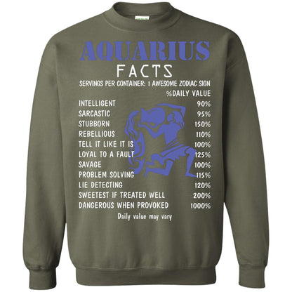Aquarius Facts 1 Awesome Zodiac Sign Gift Shirt Fo Aquarius Horoscope Military Green