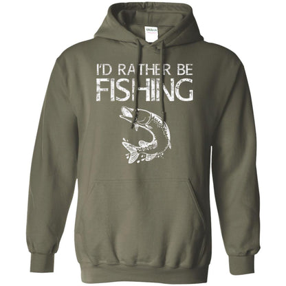 Fisherman T-shirt I'd Rather Be Fishing Military Green