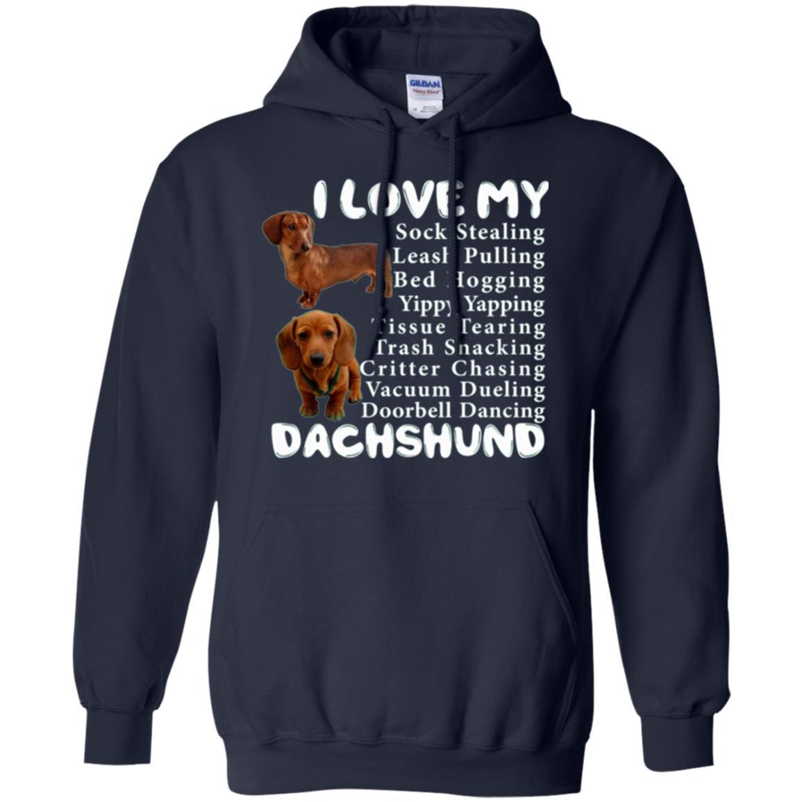 Dachshund T-shirt Sock Stealing Bed Hogging Navy