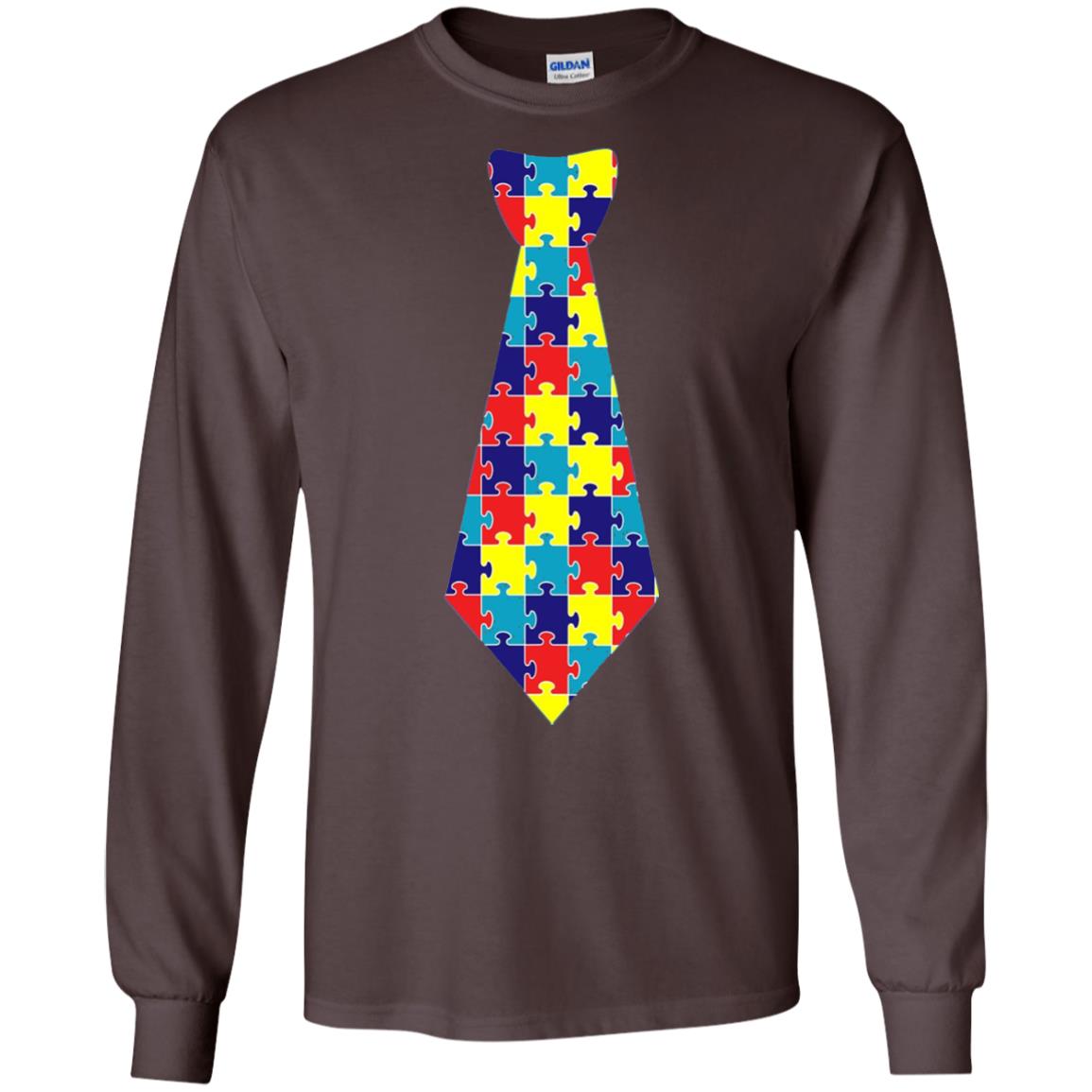 Autism Awareness T-shirt Puzzle Neck Tie 2018 Dark Chocolate