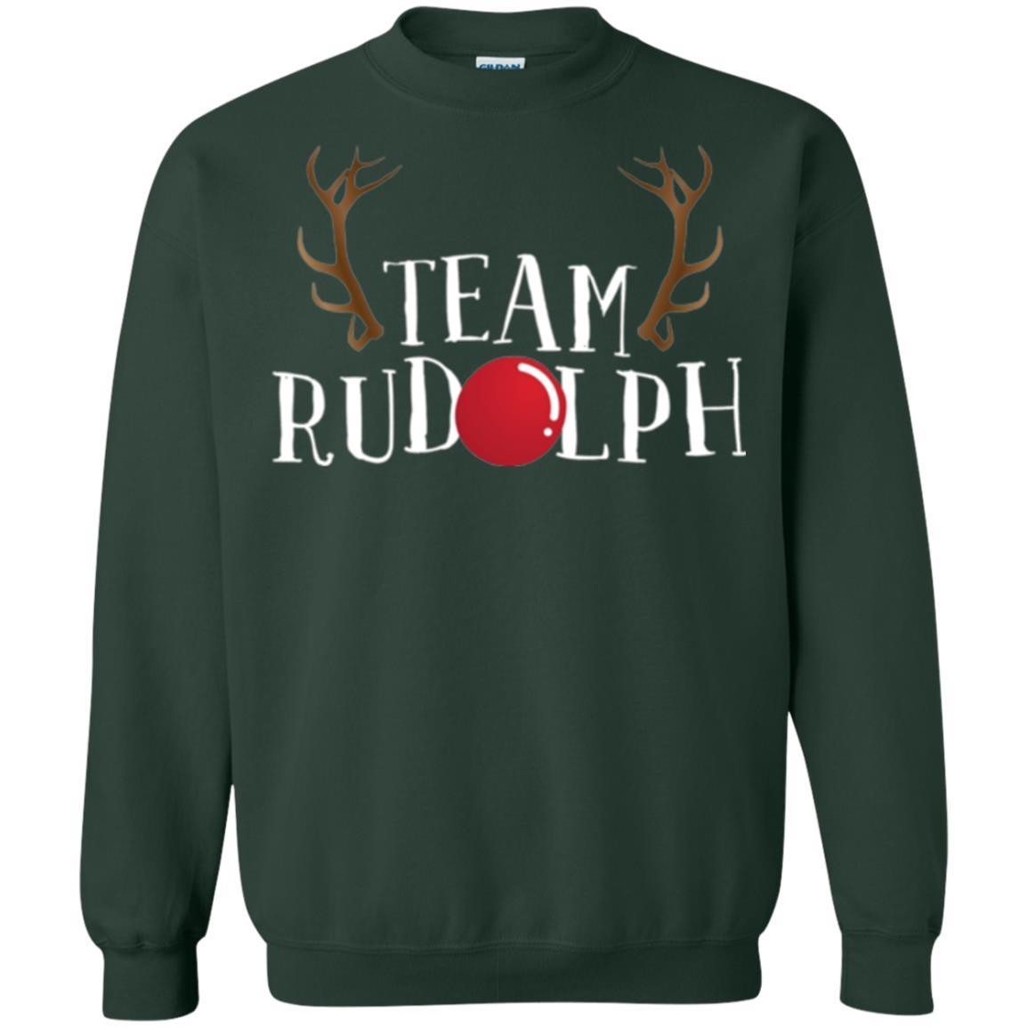 Christmas T-shirt Reindeer Team Rudolph Forest Green