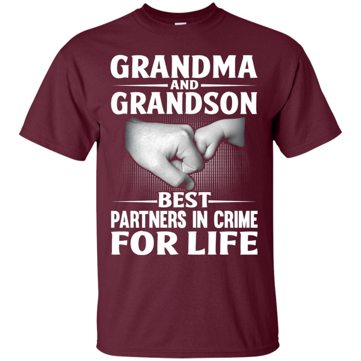 Grandma And Grandson Best Partners In Crime For Life Family T-shirt Maroon