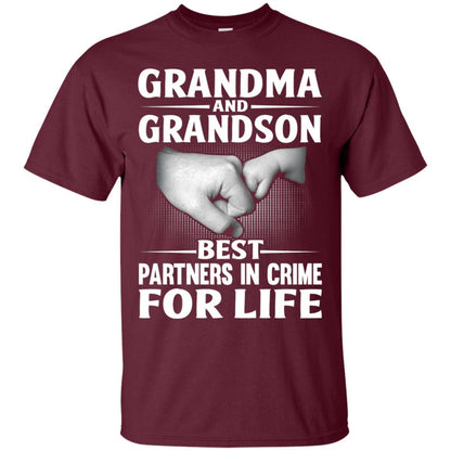 Grandma And Grandson Best Partners In Crime For Life Family T-shirt Maroon