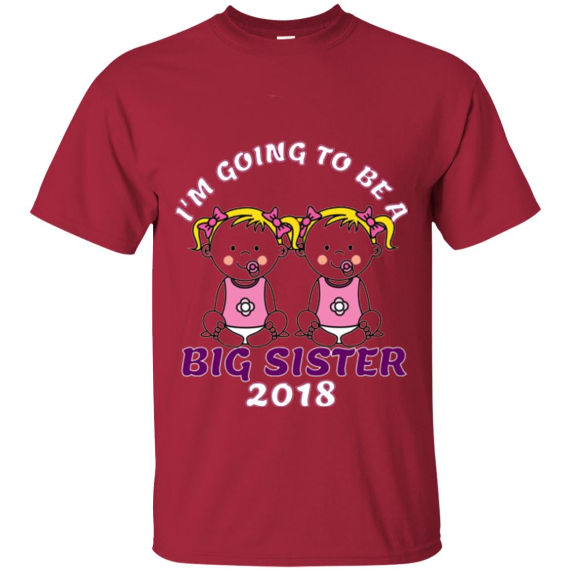 Family T-shirt I_m Going To Be A Big Sister Of Twins 2018 Cardinal