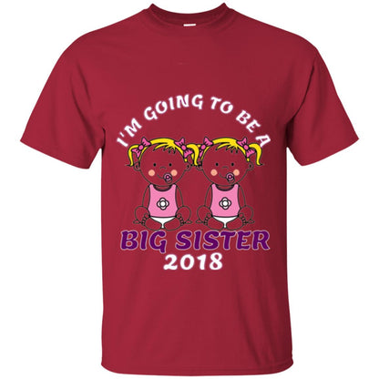Family T-shirt I_m Going To Be A Big Sister Of Twins 2018 Cardinal