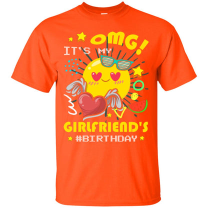 Boyfriend T-shirt Omg It's My Girlfriend's #birthday Orange