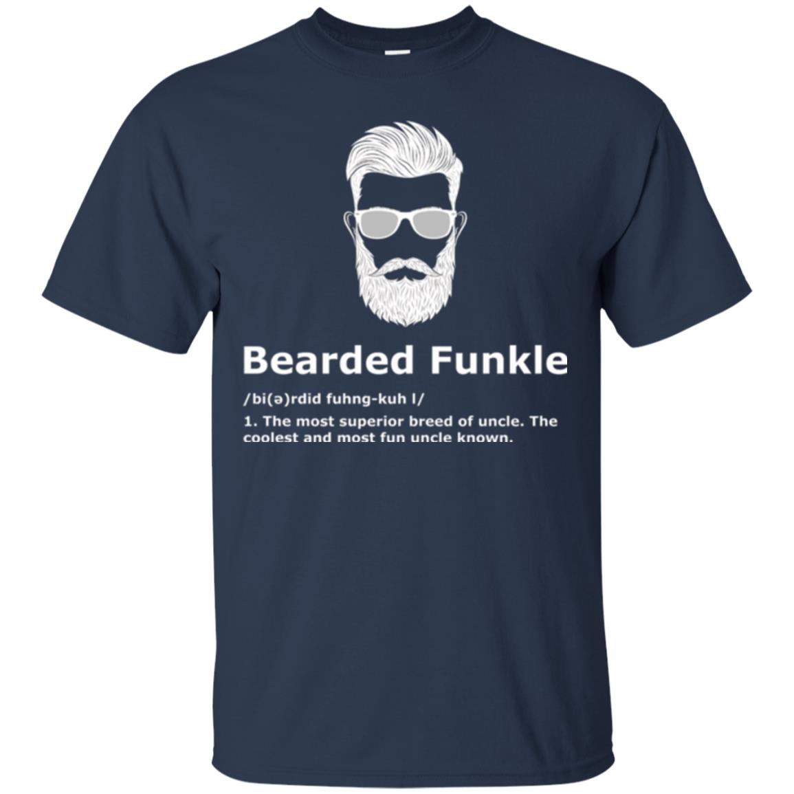 Funny Uncle T-shirt Bearded Funkle Navy