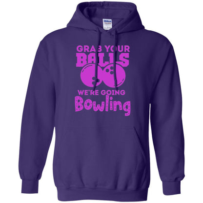 Funny Bowler T-shirt Grab Your Balls We_re Going Bowling Purple