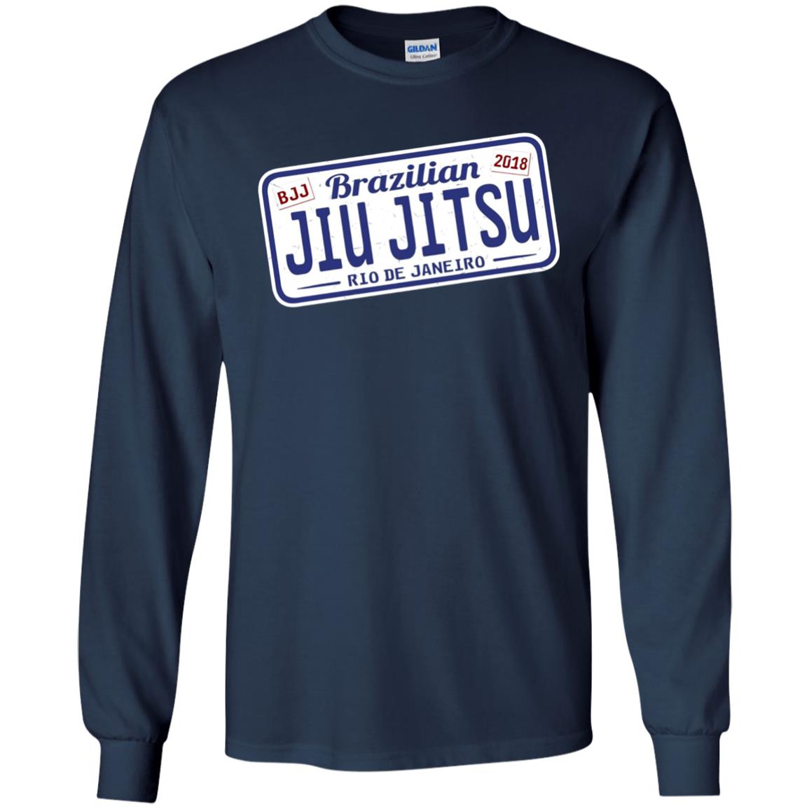 Funny Jiu Jitsu Bjj License Plate T-shirt Navy