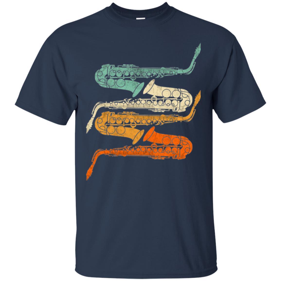 Saxophonist T-shirt Vintage Retro 70s Saxophone Navy