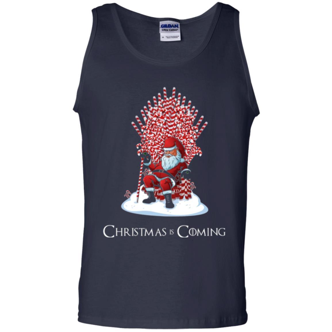 Funny Christmas T-shirt Santa Candy Cane Throne Navy