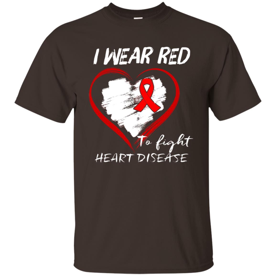 I Wear Red To Fight Heart Disease Shirt Dark Chocolate