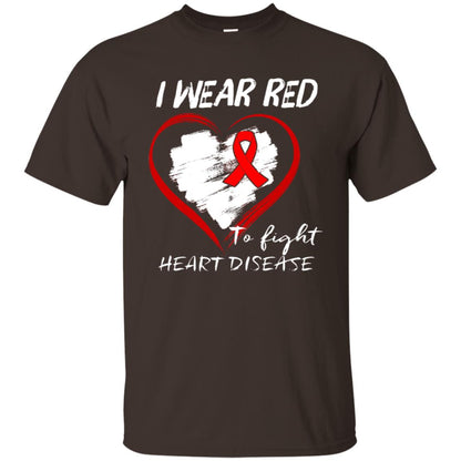I Wear Red To Fight Heart Disease Shirt Dark Chocolate