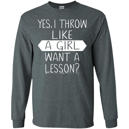 Softball T-shirt Yes I Throw Like A Girl Want A Lesson Dark Heather