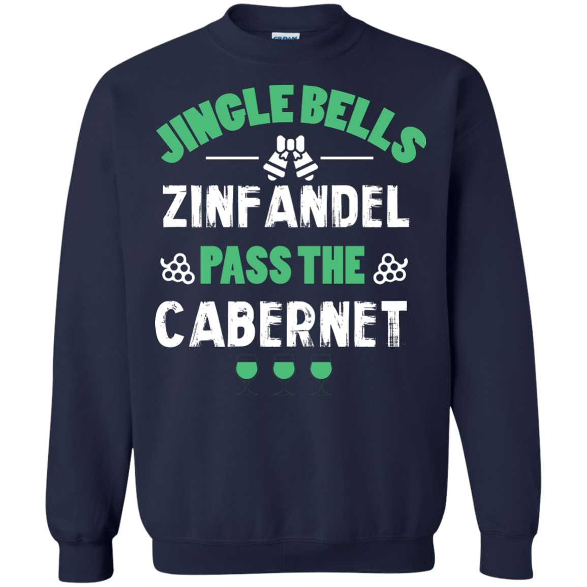 Christmas T-Shirt Jingle Bells Zinfandel Pass The Cabernet Navy