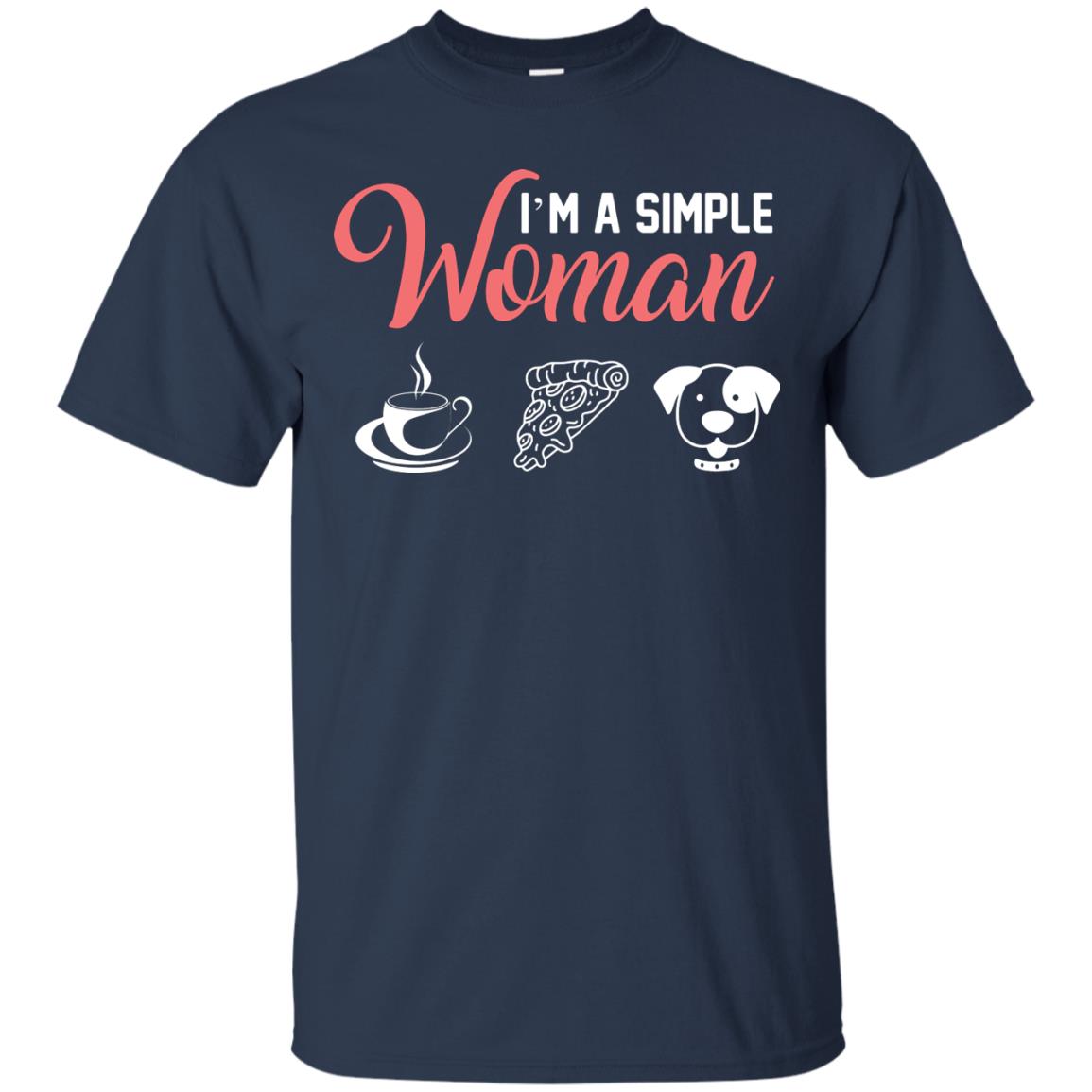 I’m A Simple Woman Love Coffee Pizza And Puppies Gift Shirt For Woman Navy