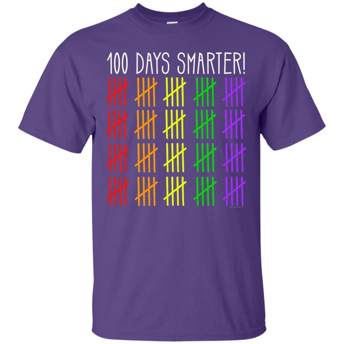 Kids T-shirt 100 Days Smarter Counting Hash Marks Days Of School Purple