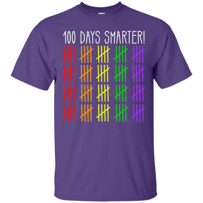 Kids T-shirt 100 Days Smarter Counting Hash Marks Days Of School Purple