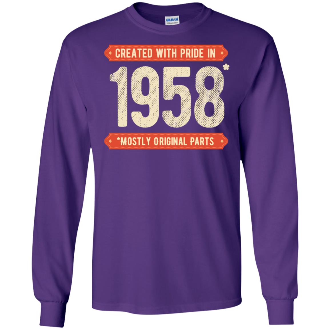Created With Pride In 1958 Mostly Original Parts 60th Birthday T-shirt Purple