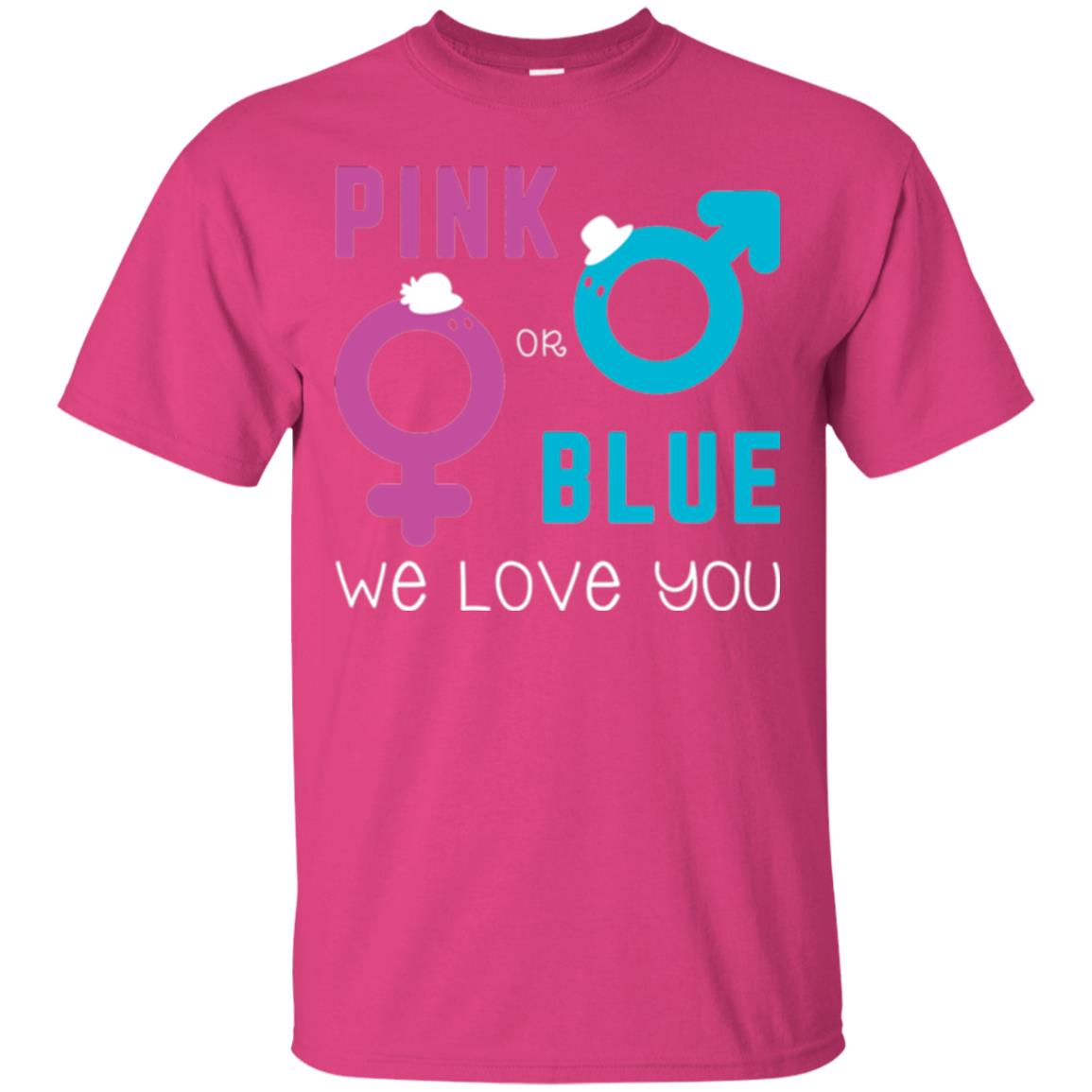 Pink Or Blue We Love You Gender Reveal Party Tshirt Heliconia