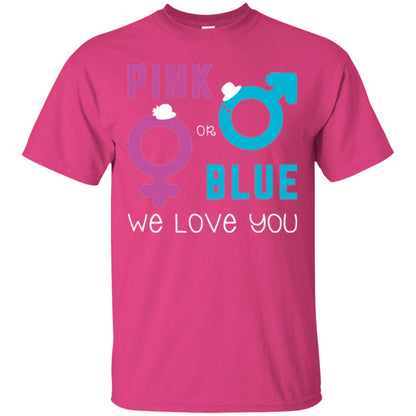 Pink Or Blue We Love You Gender Reveal Party Tshirt Heliconia