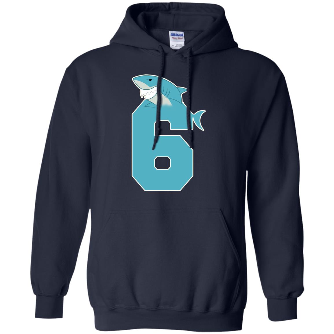 6th Birthday Shark Party Shirt Navy