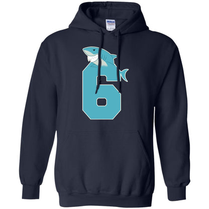 6th Birthday Shark Party Shirt Navy