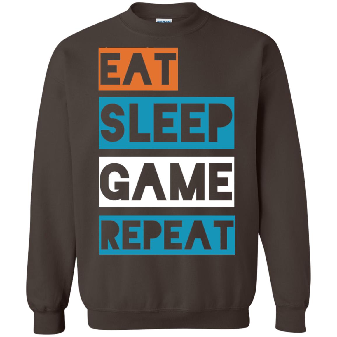 Eat Sleep Game Repeat Video Gamer Player T-shirt Dark Chocolate