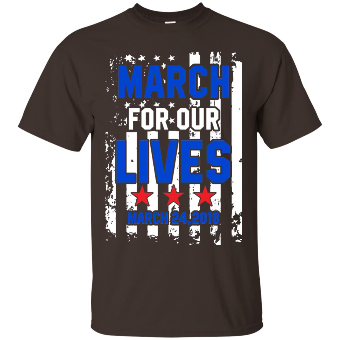 March For Our Lives With American Flag Gun Control T-shirt Dark Chocolate