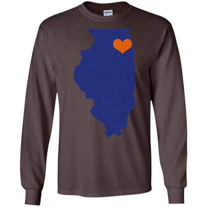 Football T-shirt Chicago Illinois Heart Dark Chocolate