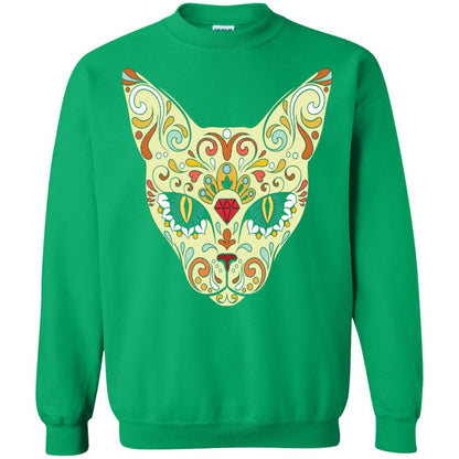 Cat Sugar Skull Design T-shirt Irish Green