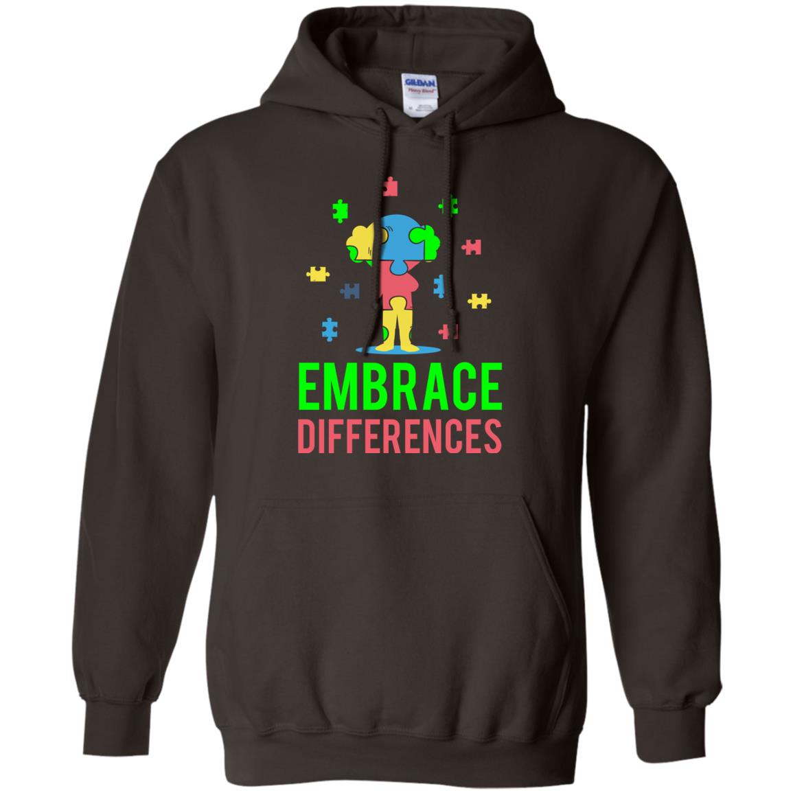 Autism Awareness T-shirt Embrace Differences Dark Chocolate