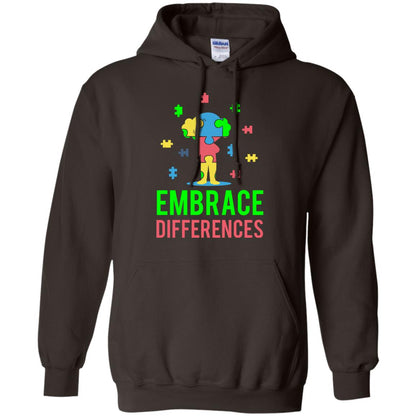 Autism Awareness T-shirt Embrace Differences Dark Chocolate