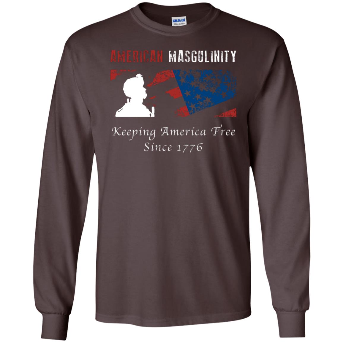 American Masgulinity Keeping America Free Since 1776 Shirt Dark Chocolate